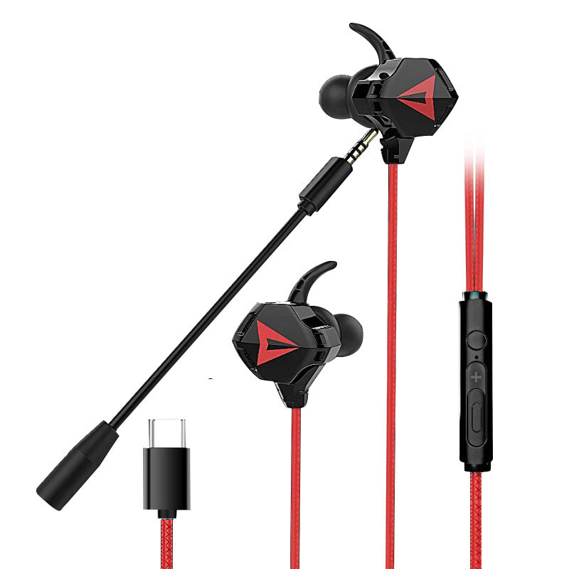 Gaming Earbuds Earphones with Microphone Volume Control In Ear Gaming Headset for PC Laptop Mobile Phone – TYP-C / Red