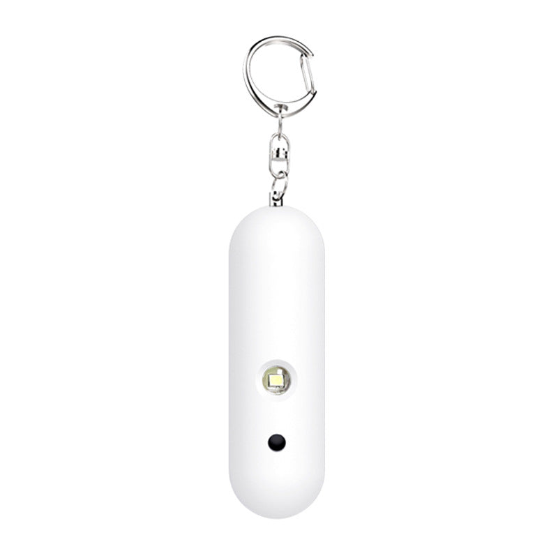ABS Personal Alarms LED Flashlight 130db Whistle Security Siren Keychain Safety Sound Emergency Self Defense Safe Sound – White