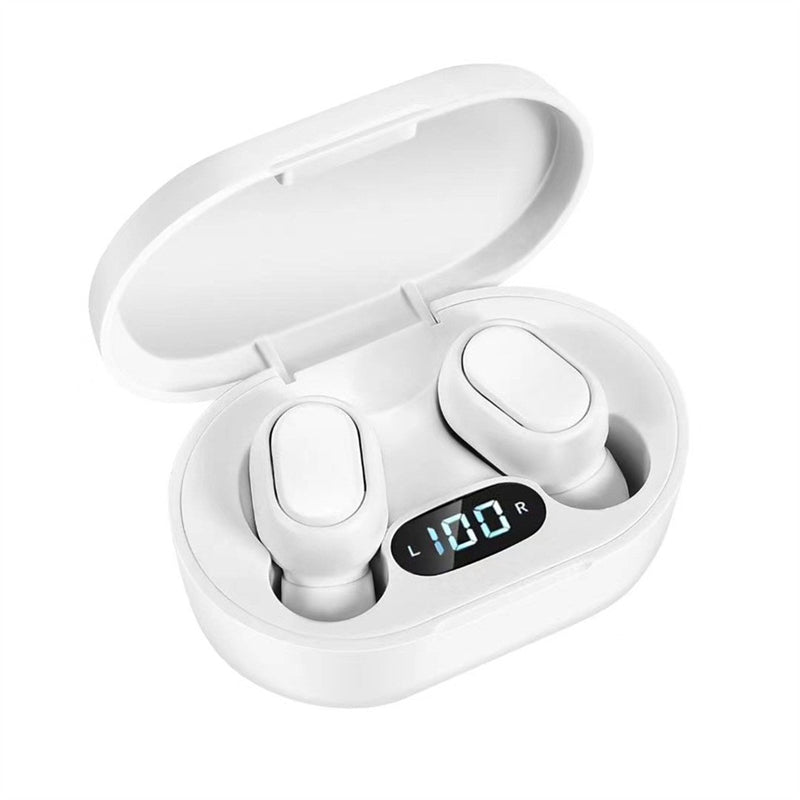 E7S Wireless Earphones LED Display TWS Bluetooth In-ear Stereo Headphones Sports Headset – White