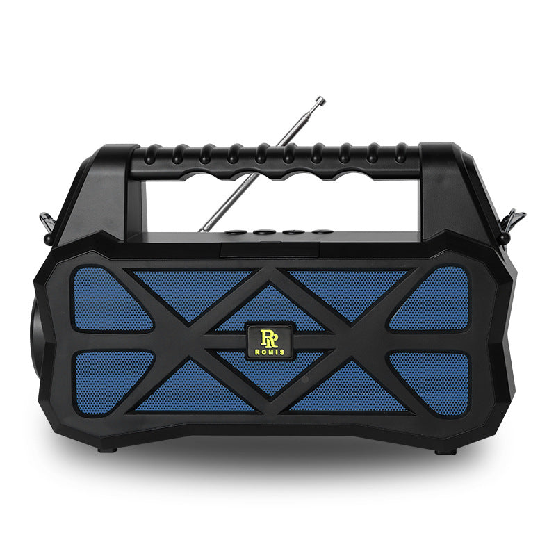 Outdoor Portable Flashlight Bluetooth Wireless Speaker TWS Solar Rechargeable FM Radio Audio Speakers – Blue