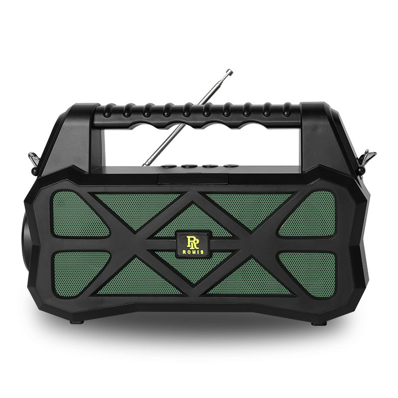 Outdoor Portable Flashlight Bluetooth Wireless Speaker TWS Solar Rechargeable FM Radio Audio Speakers – Green