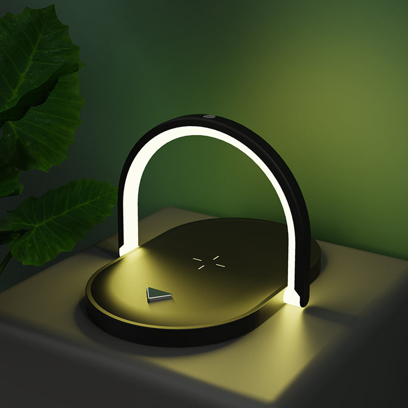 15W Qi Wireless Charger LED Desk Lamp USB Rechargeable For Home Room LED Table Lamp Wireless Charger With Phone Holder – Black