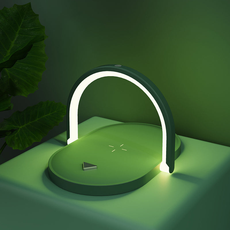 15W Qi Wireless Charger LED Desk Lamp USB Rechargeable For Home Room LED Table Lamp Wireless Charger With Phone Holder – Green
