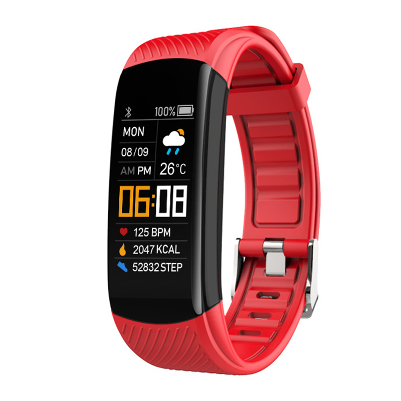 C5S Smart Bracelet Sports Pedometer Heart Rate Blood Pressure Color Screen Smart Watch Smart Bracelet Android IOS – Red