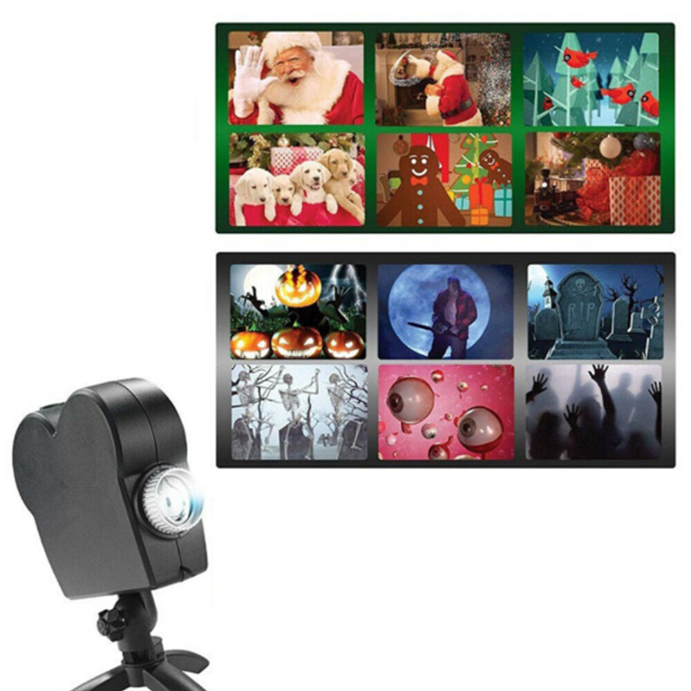 Christmas Halloween 12 Patterns LED Window Display Projector Lamp