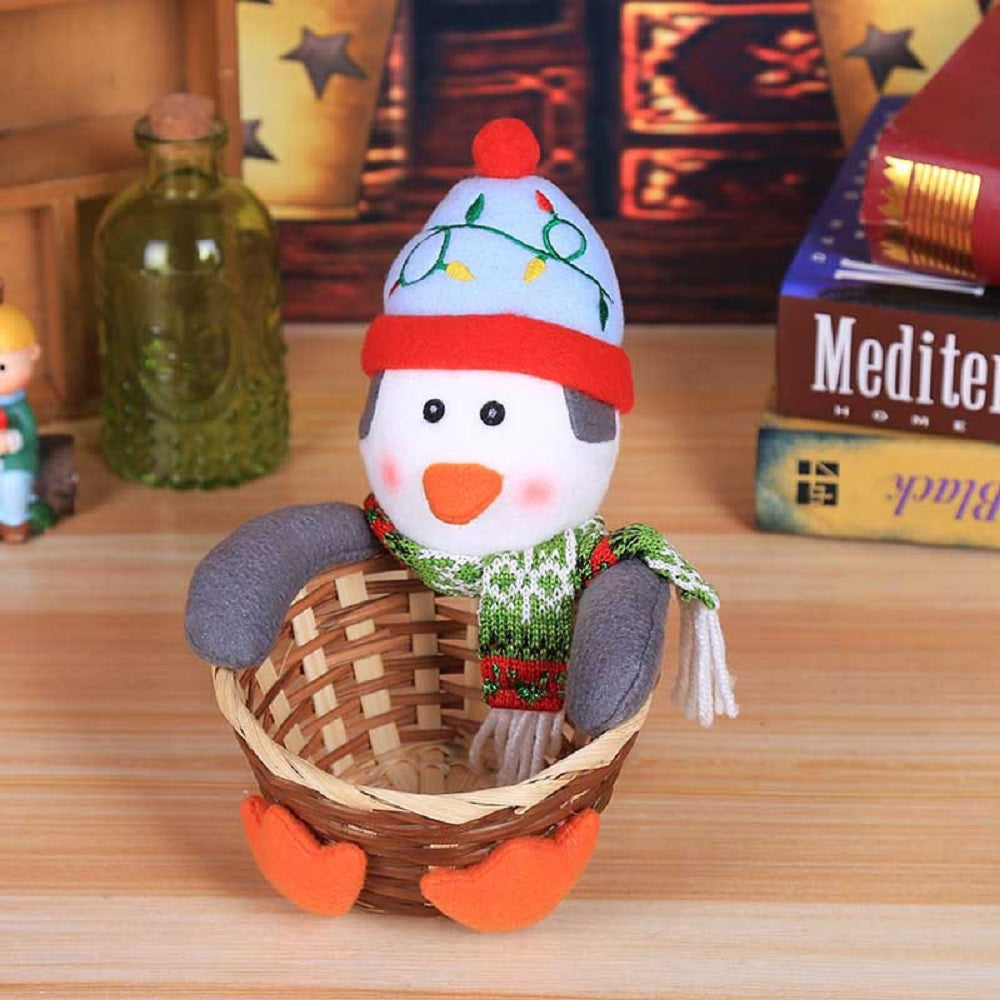 Christmas Candy Storage Box Decoration Bamboo Basket Bowl – Penguin