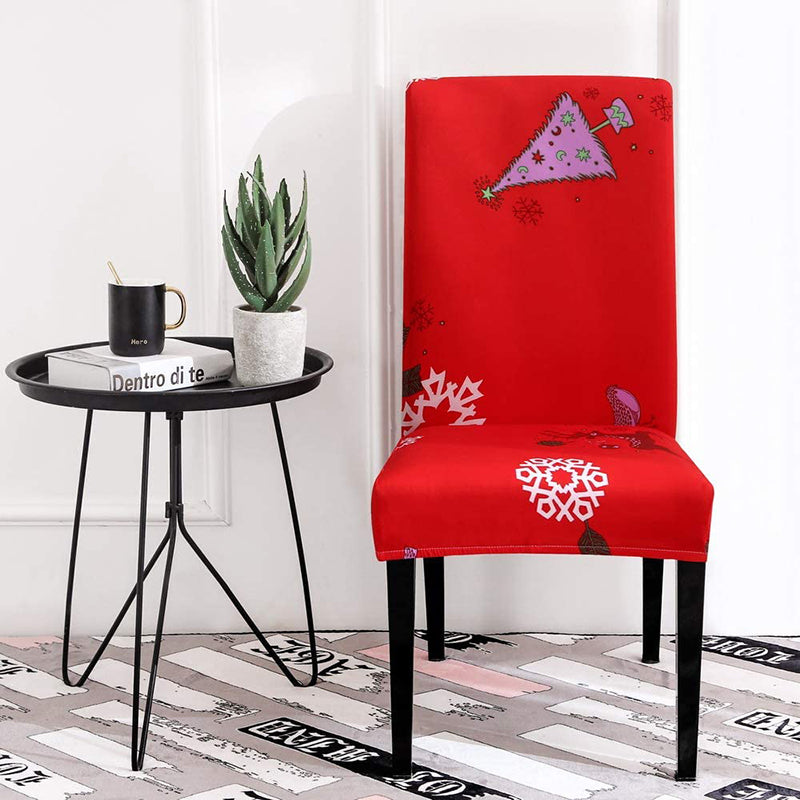 4/6 PCS Removable Festive Dust-Proof Chair Protector Christmas Print Decoration – 6 Pcs / Christmas Snow