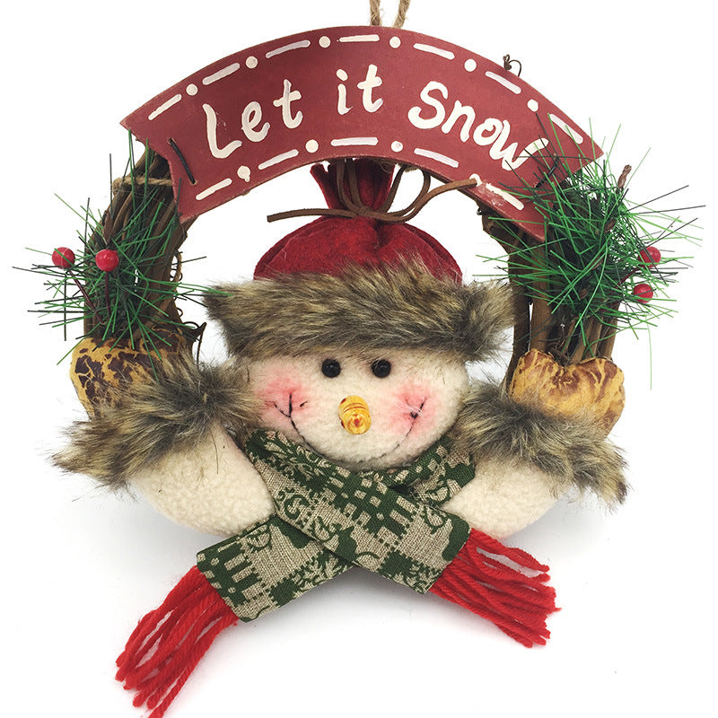 Santa Claus Snowman Reindeer Christmas Wreath Vine Circle – Snowman