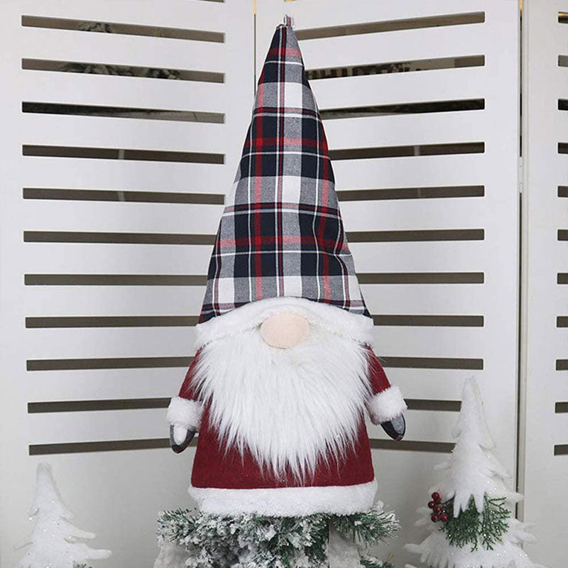 Christmas Pendant Faceless Topper Gnome Doll Home Decoration – Black and White Plaid