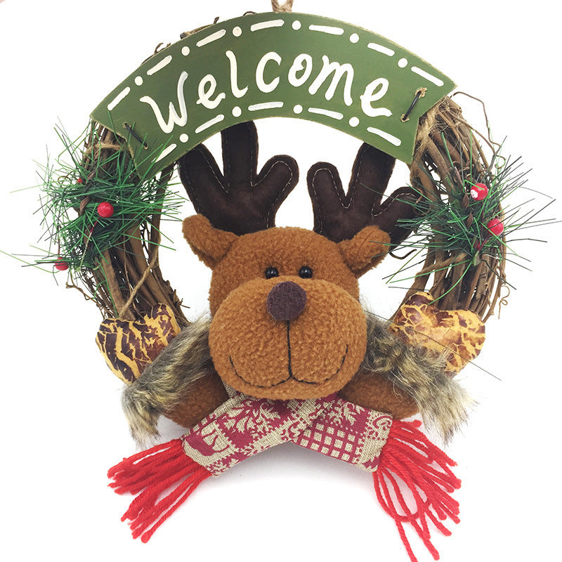 Santa Claus Snowman Reindeer Christmas Wreath Vine Circle – Elk