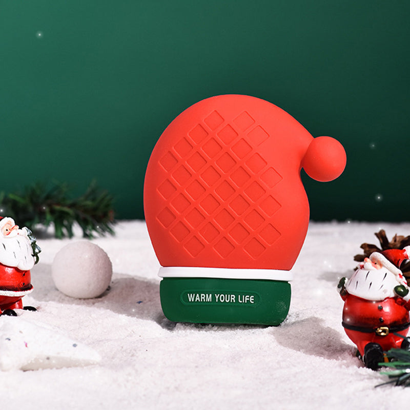 Silicone Microwave Heated Hand Warmer Christmas Hot Water Bag – Red / Hat
