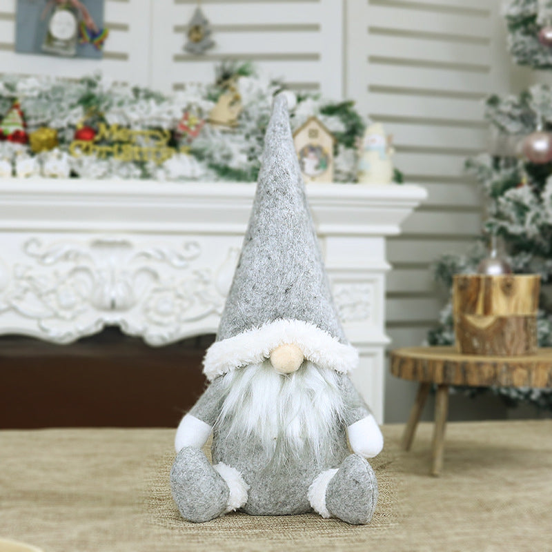 Santa Halloween Plush Gnome Doll Home Christmas Decoration – Grey