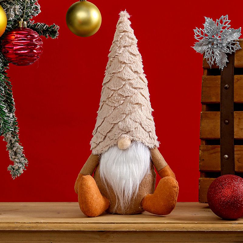 Christmas Faceless Gnome Plush Doll Xmas Home Decoration – Sitting & Brown