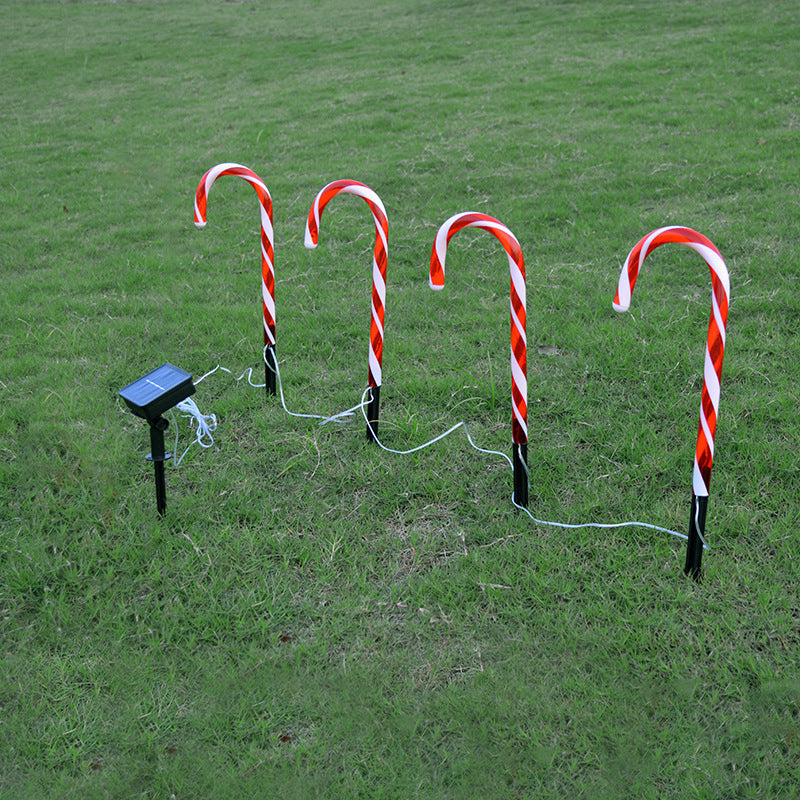 Solar Outdoor Christmas Candy Cane Pathway Marker Light – 4 Pieces