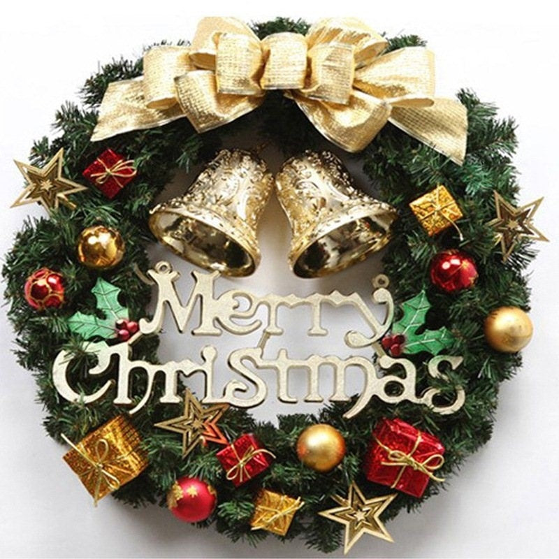 Beautiful Decorated Christmas Front Door Decoration Wreath Hanging Rattan Ornaments – Boxes