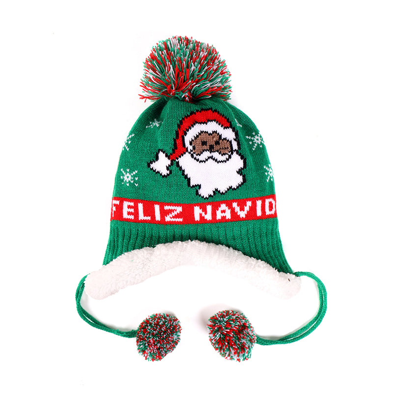 Autumn Winter Children Snowman Knitted Christmas Warm Hat – Green & Santa