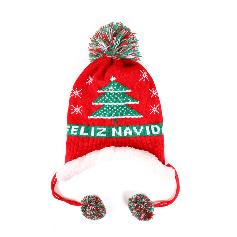 Autumn Winter Children Snowman Knitted Christmas Warm Hat – Red & Christmas Tree