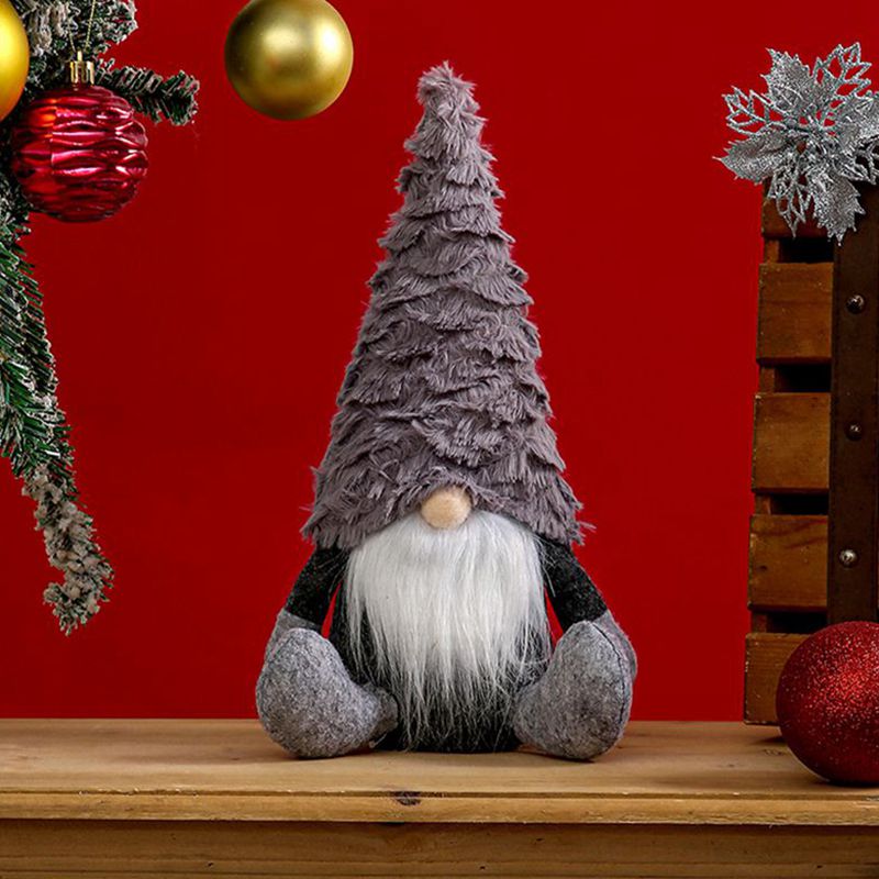 Christmas Faceless Gnome Plush Doll Xmas Home Decoration – Sitting & Grey