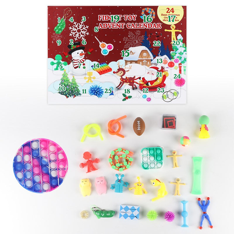 Christmas Countdown Calendar Decompression Toys Novelty Decoration Gift Box – B