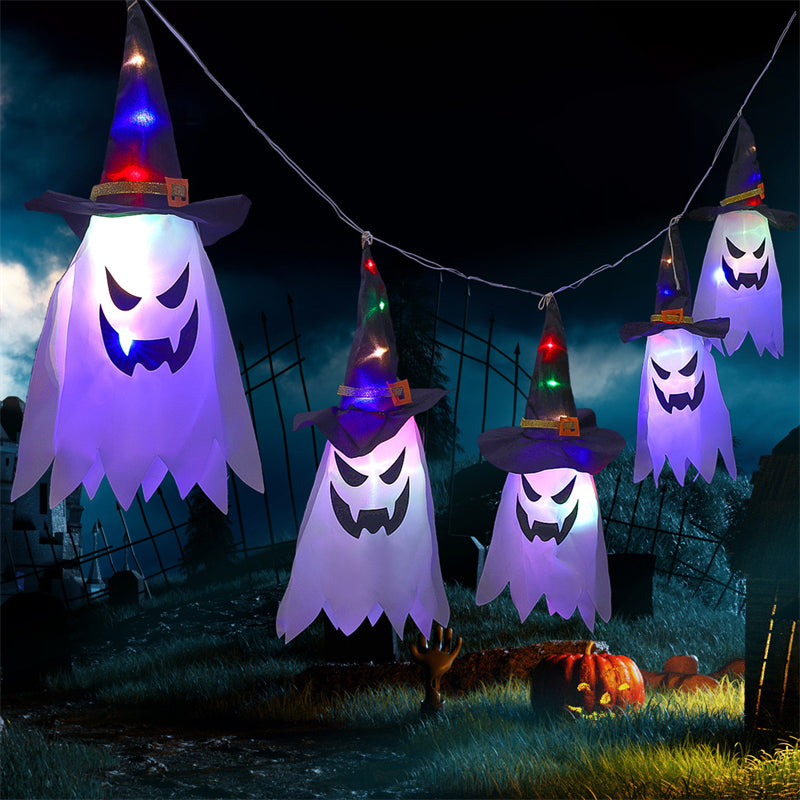 Halloween Ghost Pumpkin Battery Operated Hanging Light for Party Decoration – 5 Series of Ghost