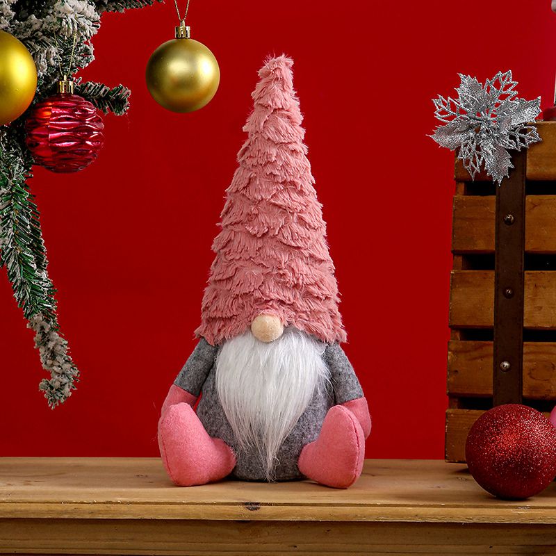 Christmas Faceless Gnome Plush Doll Xmas Home Decoration – Sitting & Pink