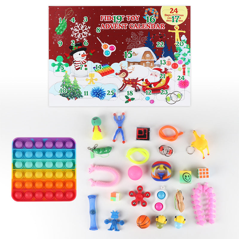 Christmas Countdown Calendar Decompression Toys Novelty Decoration Gift Box – C