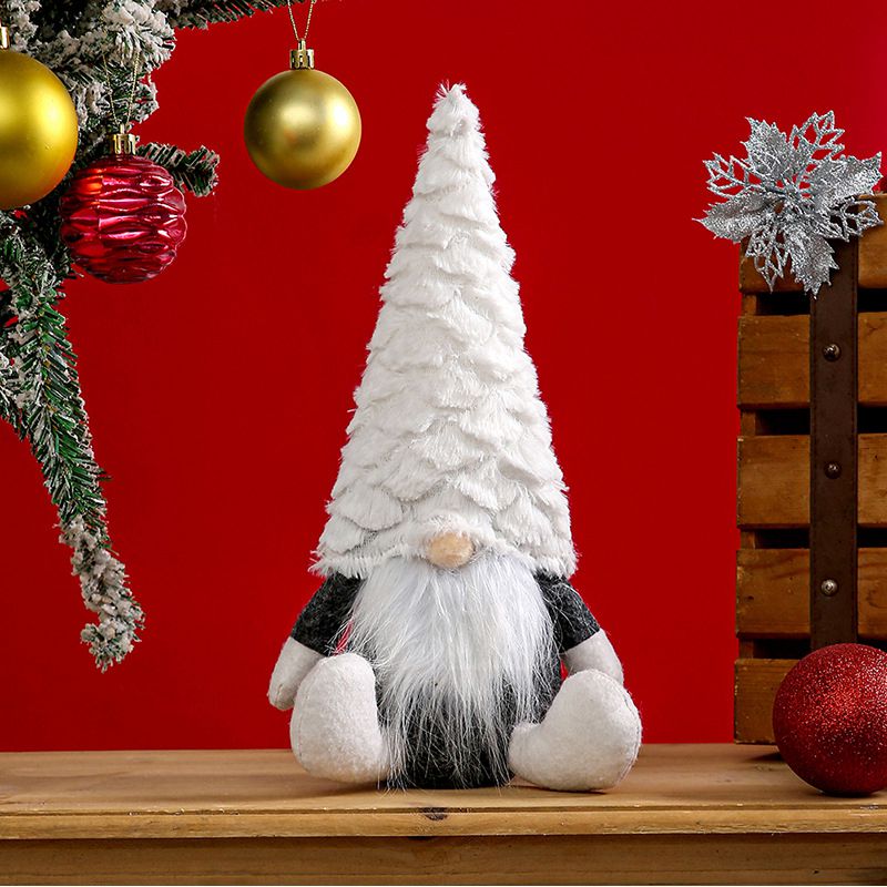 Christmas Faceless Gnome Plush Doll Xmas Home Decoration – Sitting & White