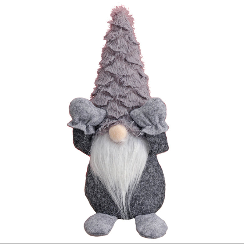 Christmas Faceless Gnome Plush Doll Xmas Home Decoration – Standing & Grey