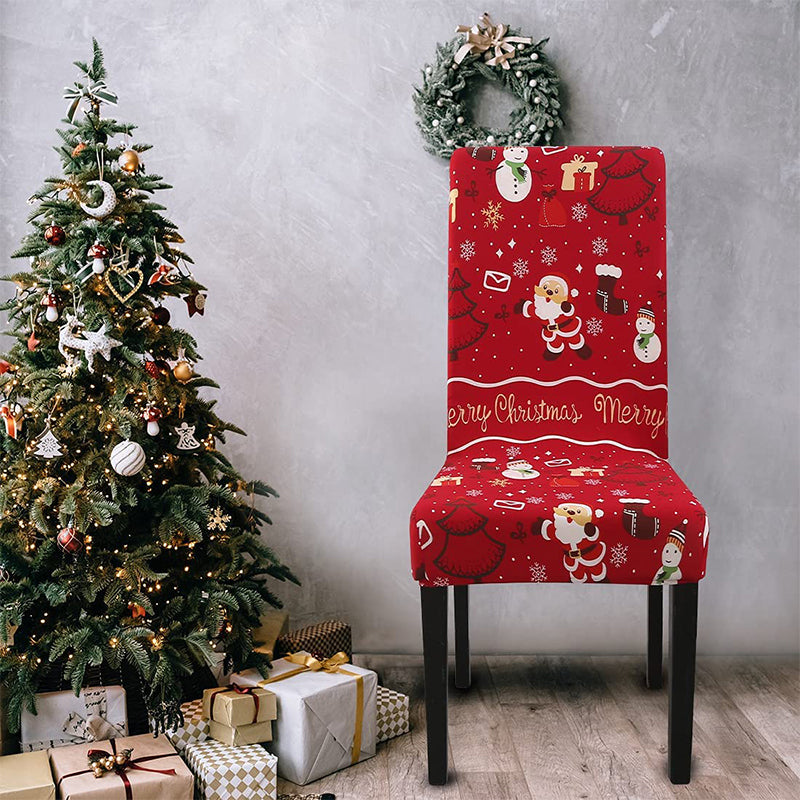 4/6 PCS Removable Festive Dust-Proof Chair Protector Christmas Print Decoration – 6 Pcs / Christmas A
