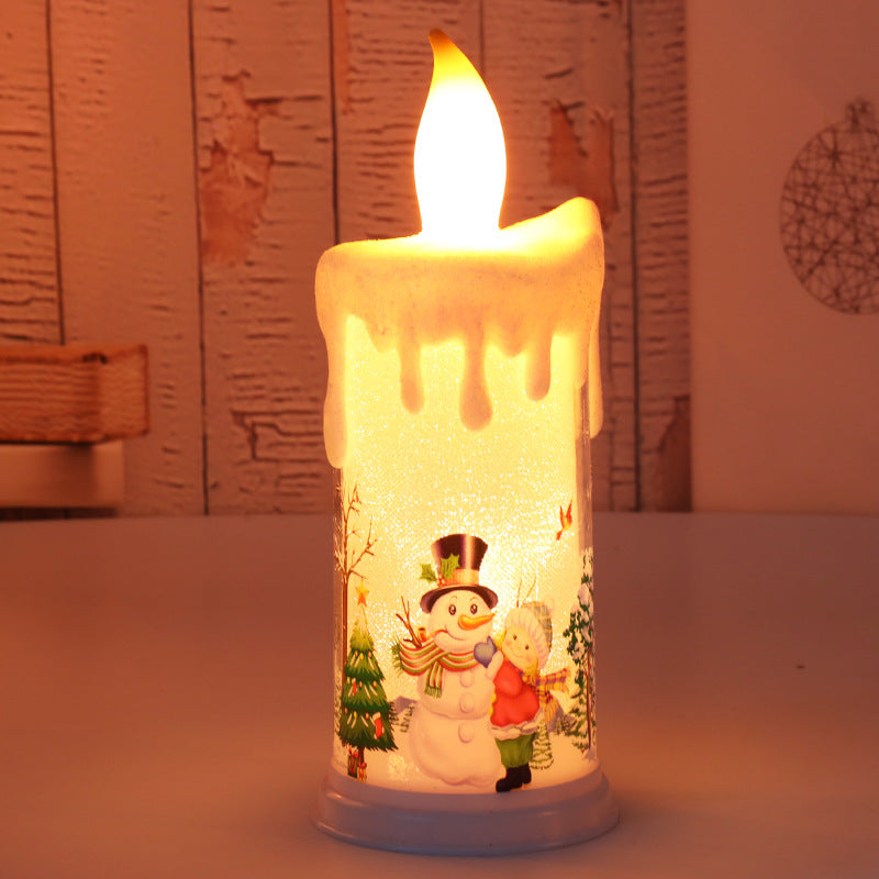 Santa Claus & Snowman Simulation Flame Christmas Candle Night Light – Snowman B