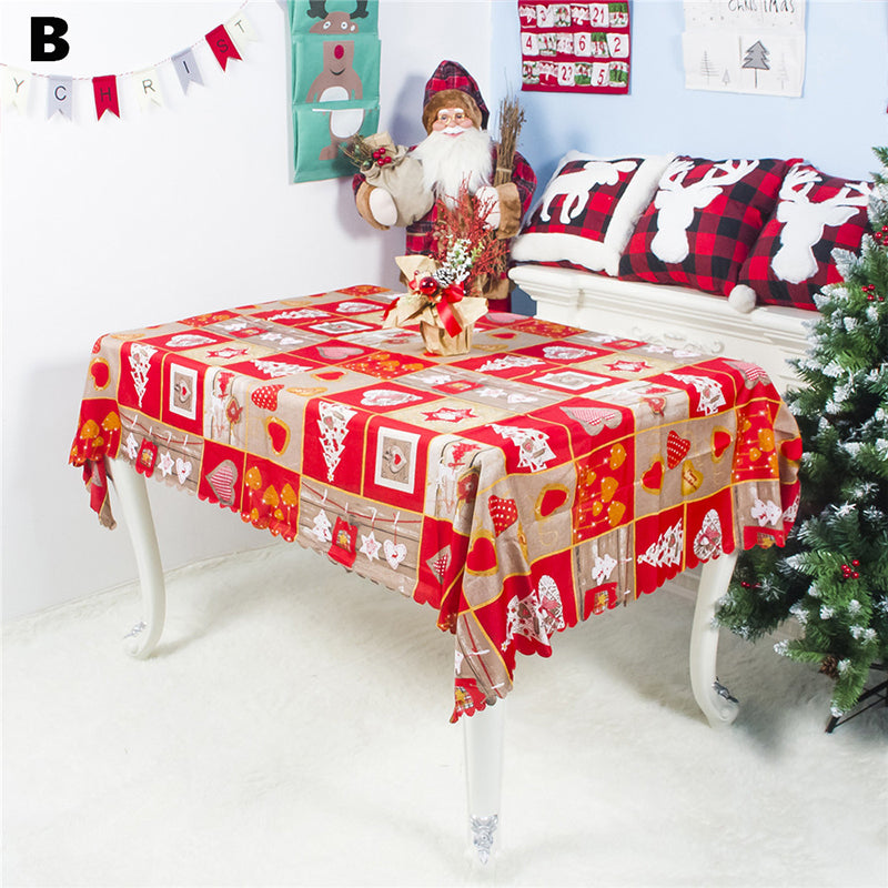 Rectangular Christmas Printed Tablecloth New Year Decoration 150x180CM – Type B