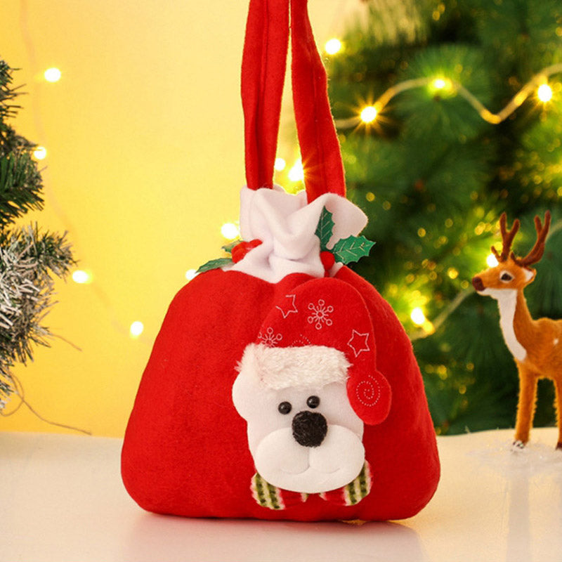 Christmas 3D Drawstring Apple Gift Bags 4 Pieces Set – Bear