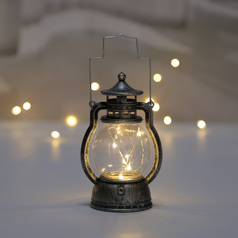 Christmas Retro Electronic Small Oil Lamp Creative Gift Decoration – Bronze silver