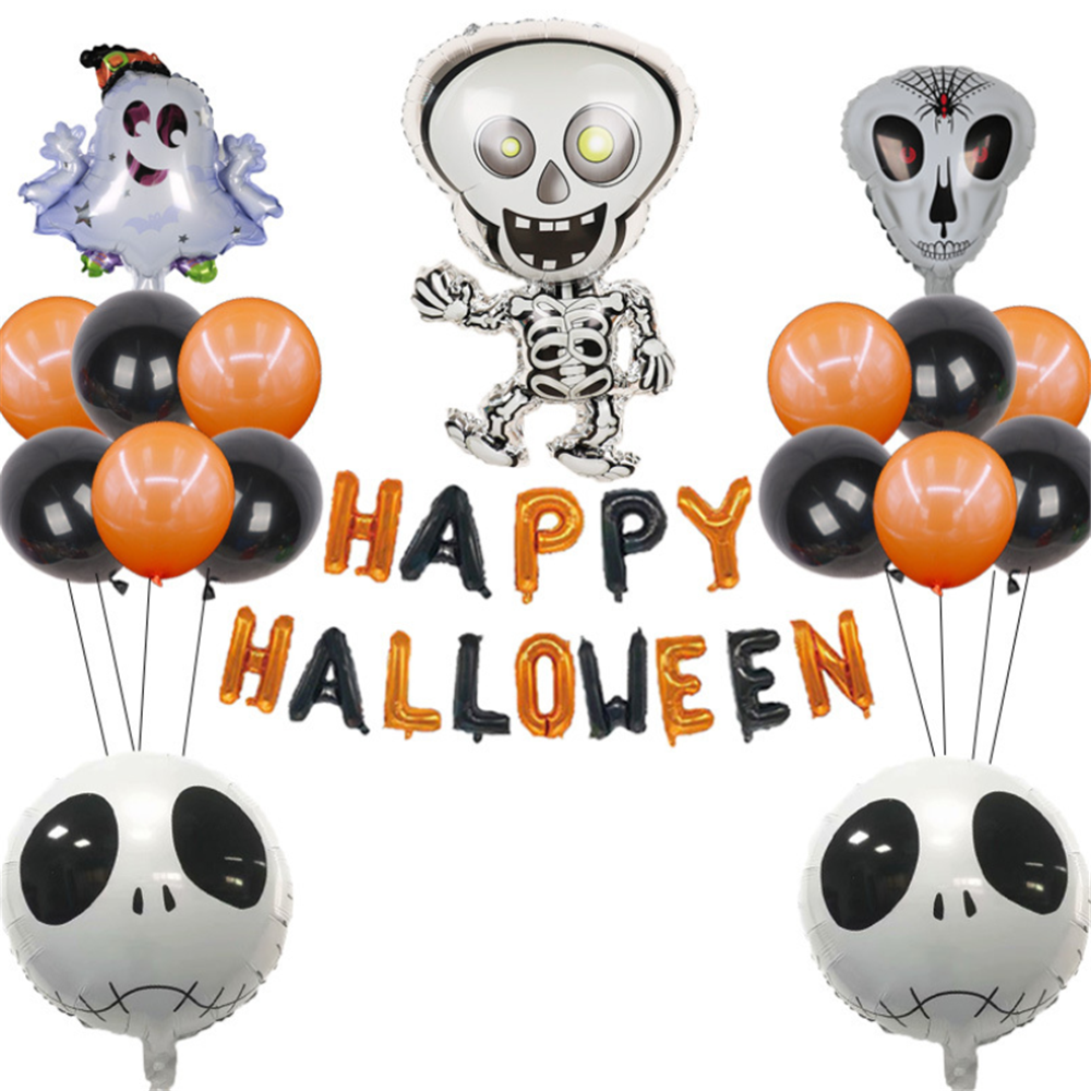18Pcs Halloween Bat Aluminum Foil Balloon Decoration Ghost Festival Set – Skull