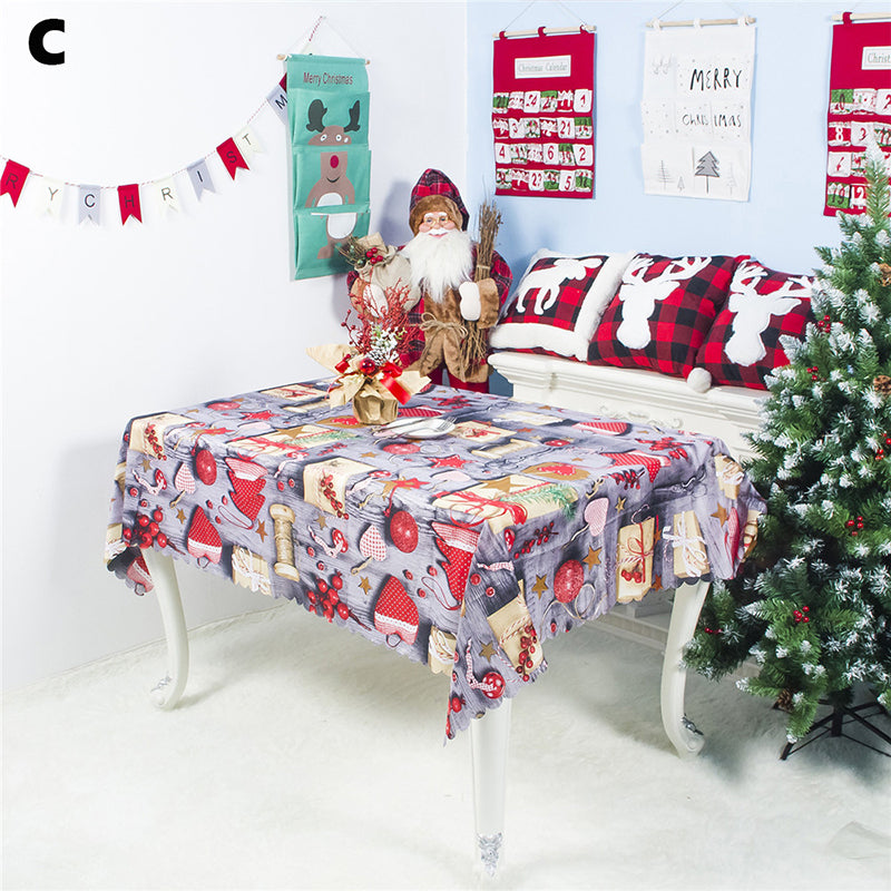 Rectangular Christmas Printed Tablecloth New Year Decoration 150x180CM – Type C