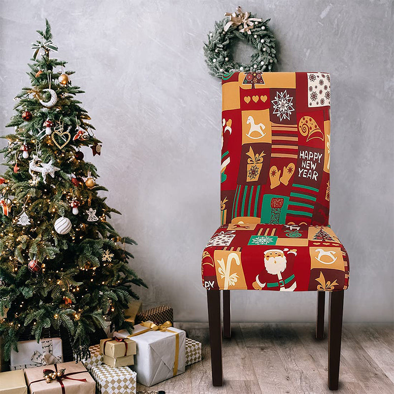 4/6 PCS Removable Festive Dust-Proof Chair Protector Christmas Print Decoration – 6 Pcs / Christmas C