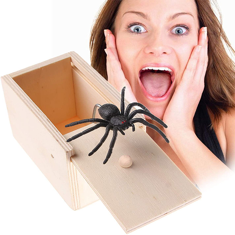 Spider Prank Wooden Box April Fool’s Day Fun Surprise Toy