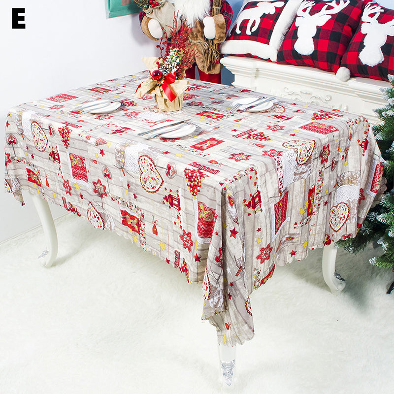 Rectangular Christmas Printed Tablecloth New Year Decoration 150x180CM – Type E