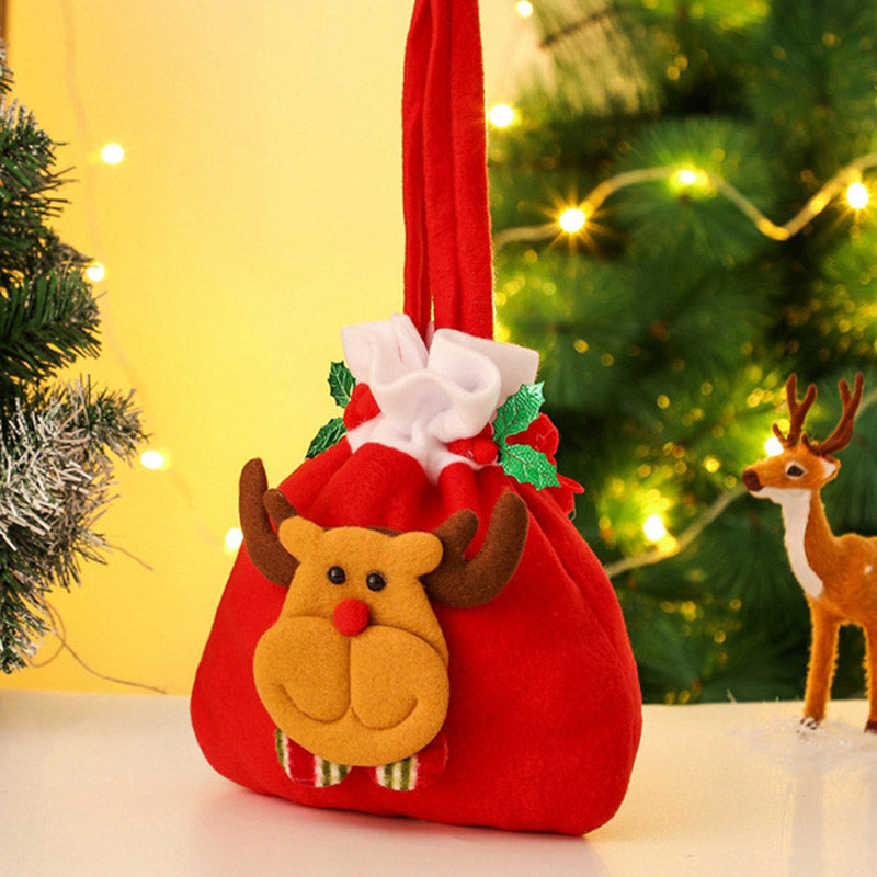 Christmas 3D Drawstring Apple Gift Bags 4 Pieces Set – Elk