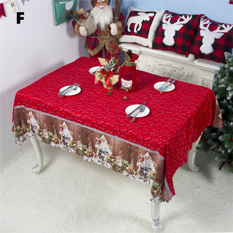 Rectangular Christmas Printed Tablecloth New Year Decoration 150x180CM – Type F
