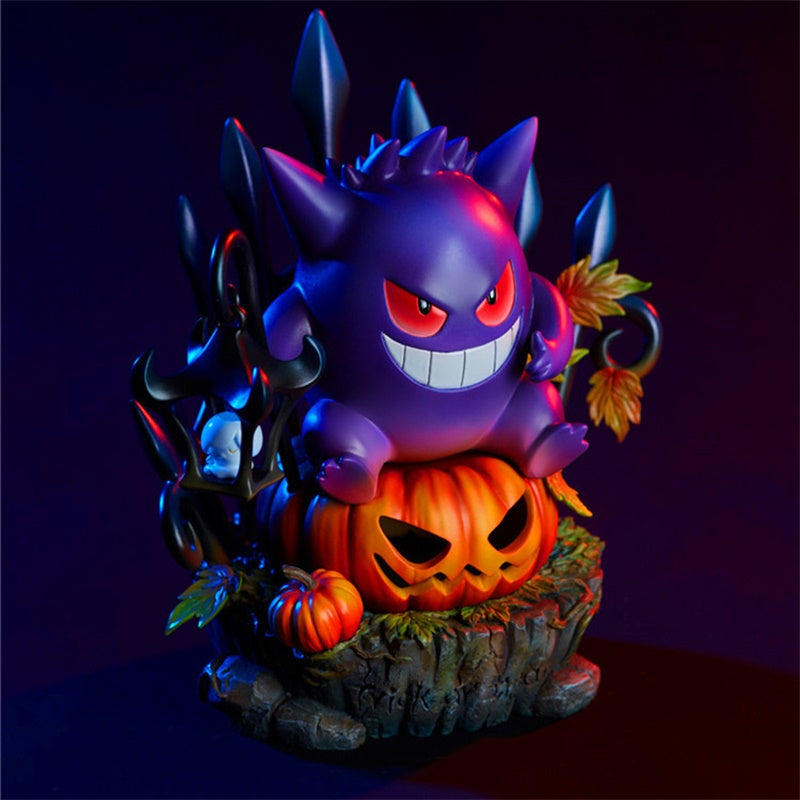 Halloween Gengar Pumpkin Statue Resin Handicraft Party Decorations – Glow