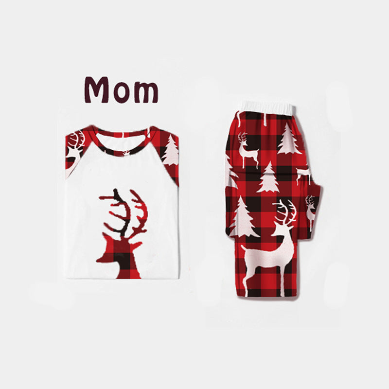 Christmas Deer Print Parent & Kid Family Pajamas Set – Mom M
