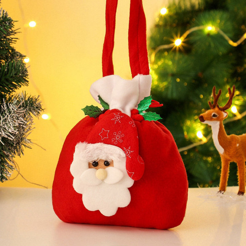 Christmas 3D Drawstring Apple Gift Bags 4 Pieces Set – Santa Claus