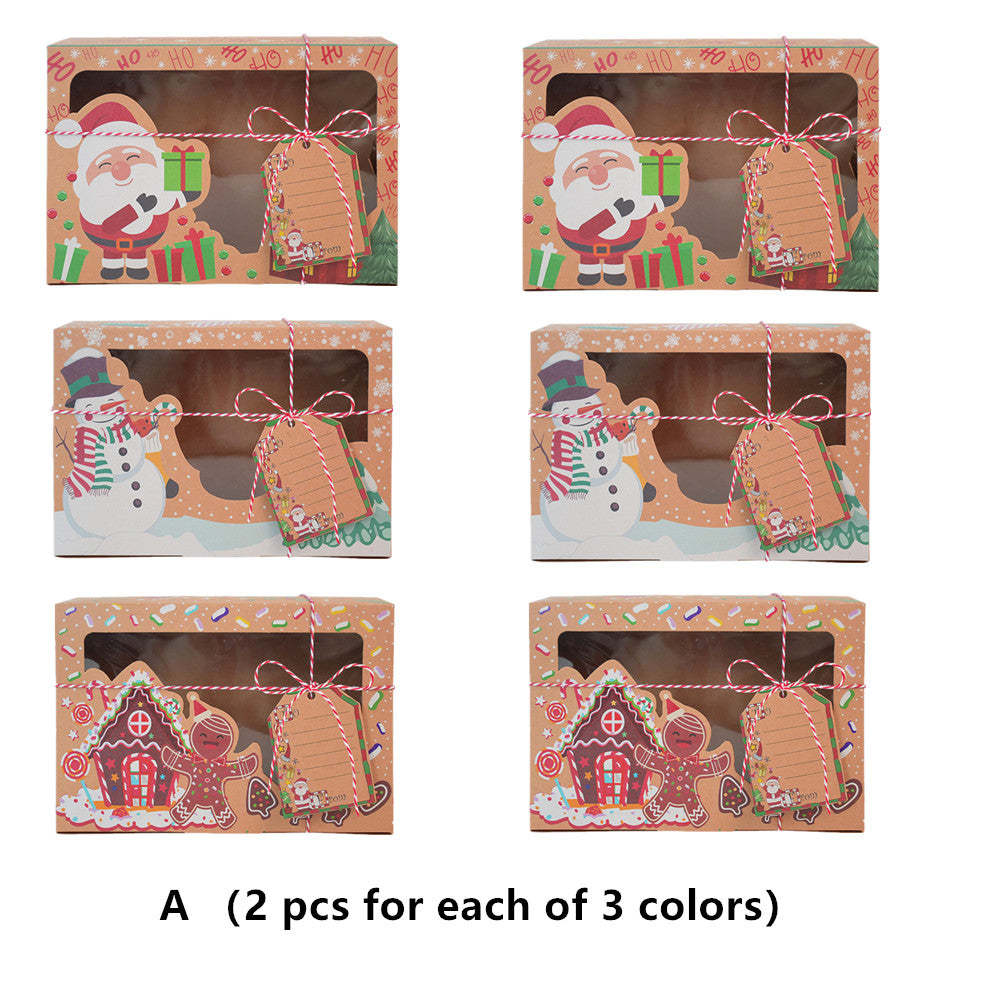 Christmas Kraft Paper Cookie Box Food Packaging Bags – 6 PCS