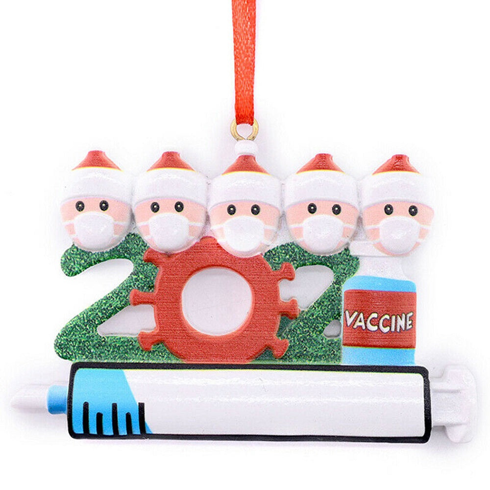 DIY Christmas Tree Mask Snowman Decoration Pendant with Handwritten Greetings – Family of 5