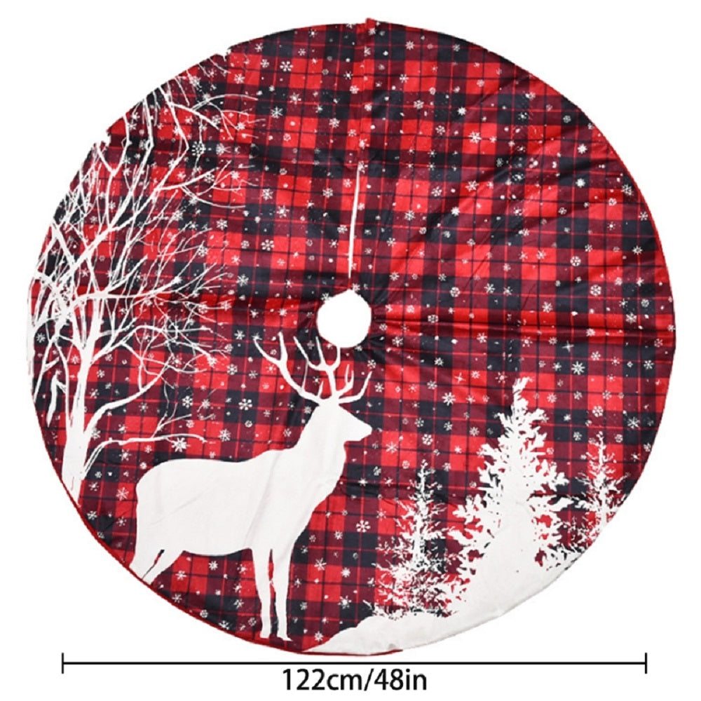 Christmas 48 Inch Buffalo Check Plaid Tree Skirt Mat – Red