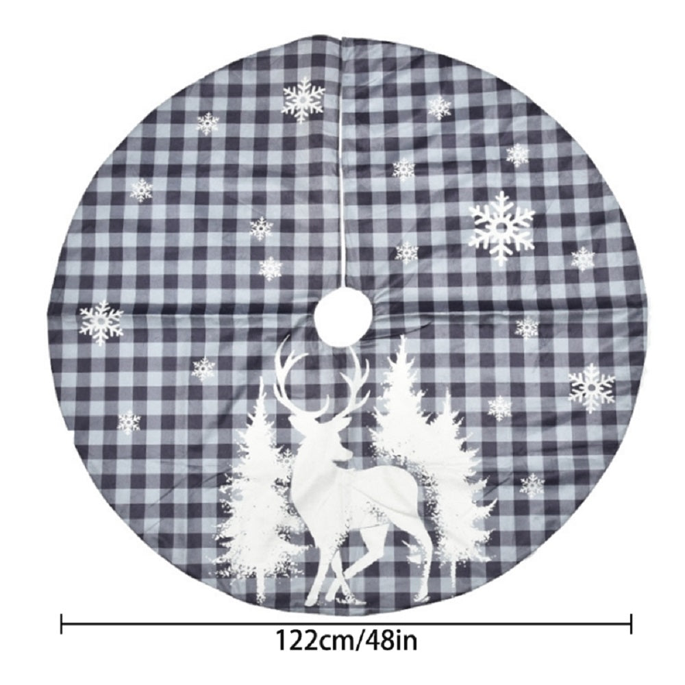 Christmas 48 Inch Buffalo Check Plaid Tree Skirt Mat – Gray
