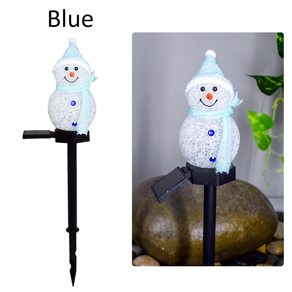 Solar Powered Christmas Snowman Stake Light Garden LED Lamp – Blue