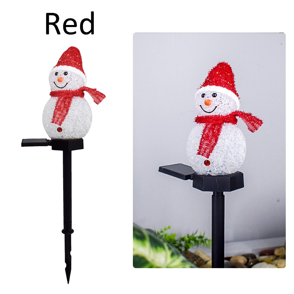 Solar Powered Christmas Snowman Stake Light Garden LED Lamp – Red