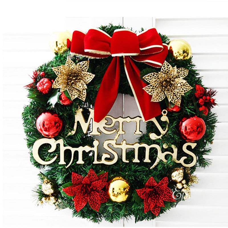 Beautiful Decorated Christmas Front Door Decoration Wreath Hanging Rattan Ornaments – Four Flowers